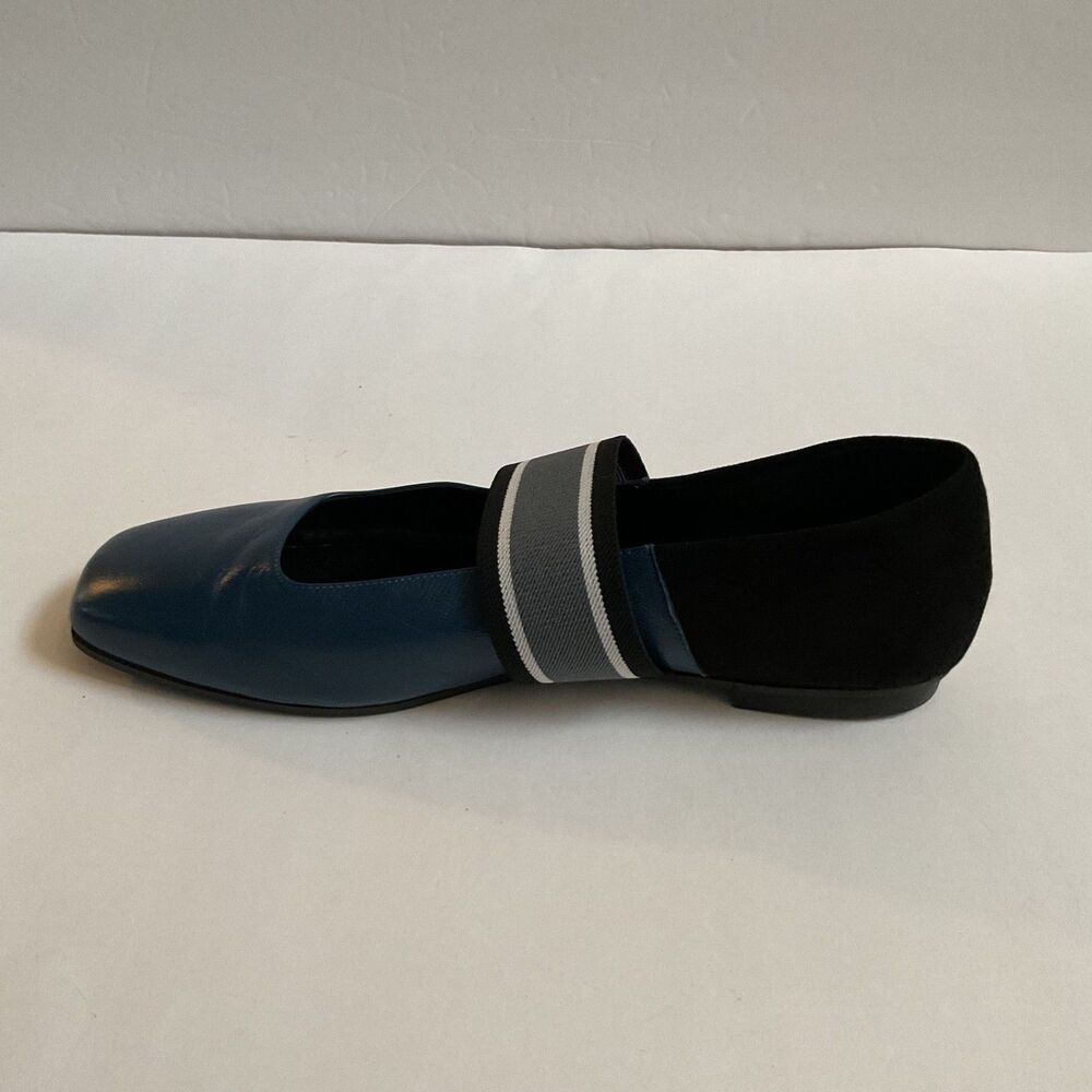 M.Gemi The Ballare Ballet Flats 39.5 US 8.5 Leather Blue Square Toe Italy Luxe - Picture 5 of 10
